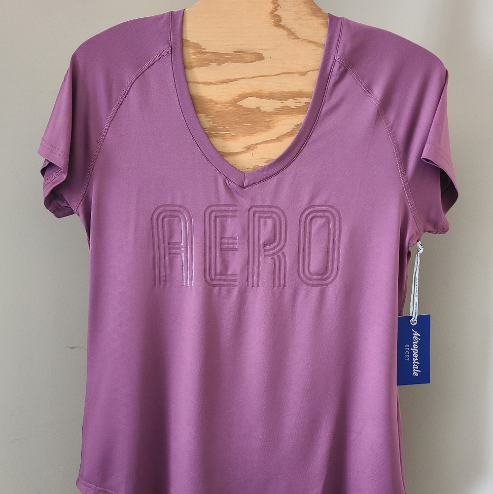 New Women's Pink Short Sleeve V-Neck Top Sz L By Aeropostale Sport